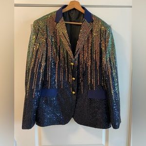 Blue jacket with gold sparkles